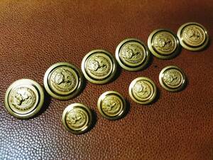 ●トラッド メタルボタン セット 獅子 ボタン★ゴールド 大 約２1ｍｍ×６個 小 約1５mm×４個