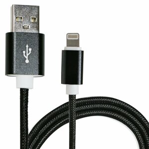 【1.5m/150cm】ナイロンメッシュケーブルiPhone用 充電ケーブル USBケーブル iPhone iPad iPod ブラック/黒