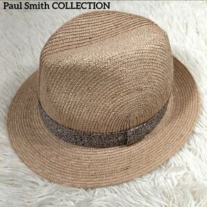 美品 Paul Smith COLLECTION ポールスミス コレクション ストローハット 麦わら帽子 中折れハット パナマハット 帽子 天然草