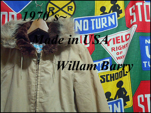 ★ボアライナー付の1着★Made in USA製アメリカ製WILLAM BARRYウィリアムバリービンテージデザインコットンジャケット70s70年代38S~Mサイズ