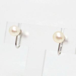 箱付き!!＊MIKIMOTO(ミキモト) K14WGアコヤ本真珠イヤリング＊b◎ 約2.8g 約7.0mm パール pearl earring jewelry EA3/EA5