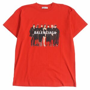 極美品□20SS BALENCIAGA/バレンシアガ Real Balenciaga プリントデザイン コットン100％ 半袖Tシャツ/カットソー レッド XS 正規品 メンズ