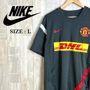 M3759 NIKE ナイキ　サッカーTシャツ　Lサイズ　チャコール　赤　マンチェスターユナイテッド　マンU DRY-FIT 蹴球　スポーツウェア