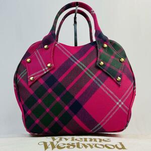 １円～【新品級・幻の逸品】ヴィヴィアンウエストウッド　Vivienne　Westwood　　ハンドバッグ　ヤスミン　PVC　ピンク　タータンチェック