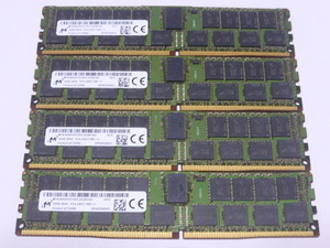 メモリ サーバーパソコン用 Micron DDR4-2400 (PC4-19200) ECC Registered 16GBx4枚 合計64GB 起動確認済です MTA36ASF2G72PZ-2G3B1QG①