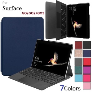 Surface Go/Surface Go2/Go3通用PUレザー スマート保護ケース スタンド スマートキーボード装着対応 フック掛けあり 黒