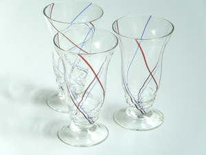 昭和レトロ ガラスのパフェグラス 3個セット