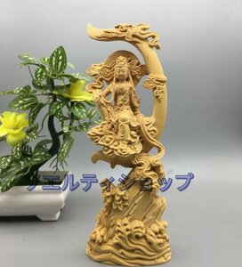 特売！極上の木彫 仏教美術 精密彫刻 仏像 手彫り 極上品 水月観音