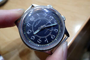 激レア ソ連製 ◆POLJOT/ポレオット ◆ ツートン/黒文字盤 機械式アラーム 手巻き メンズ腕時計