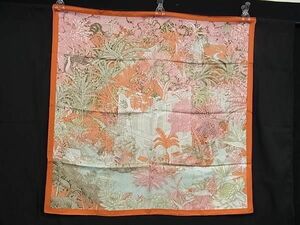 1円 ■極美品■ HERMES エルメス FAVBOVRG TROPICAL【フォーブル トロピカル】カレ90 シルク100％ スカーフ ストール オレンジ系 BK0581