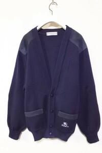 Burberrys バーバリー ウールニット カーディガン エルボーパッチ size M ネイビー 英国製 ビンテージ