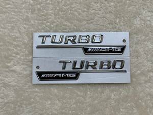 メルセデスベンツ TURBO AMG シルバーフェンダーエンブレム 左右セット