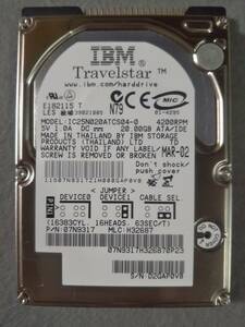 20GB IBM IC25N020ATCS04-0 2.5インチ 9.5mm IDE ⑤ 使用時間少