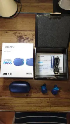 美品SONYワイヤレスイヤホンWF-XB700ブルー　　　　バッテリー新品交換済