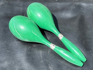 ●【ジャンク品】SPRITE マラカス W 緑 マーブル 25cm プラスチック製 パーカッション スプライト