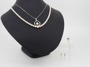 ●MIKIMOTO ミキモト パール ネックレス タイタック イヤリング 真珠 アクセサリー 宝石 ジュエリー ケース