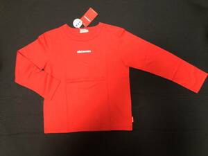 新品未使用 日本製 タグ付き ミキハウス プリントロゴ長袖Tシャツ 130cm 赤 綿100% トップス 正規品