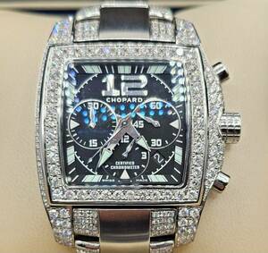 ショパール参考価格980万円アフターブレスダイヤ Chopard メンズ（キングサイズ）腕時計♪自動巻き♪ブラック文字盤♪新品同様