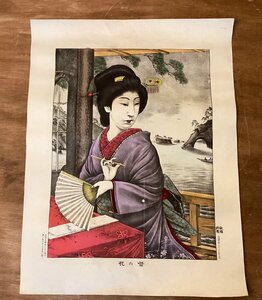 TT-1657■送料込■ 莟の花 矢島知三郎 明治25年 石版画 浮世絵 絵画 美人画 古書 サイズ縦:47cm 横:35.5cm/くGOら