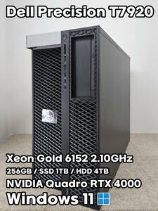 クリエイター向けAI研究 Dell Precision T7920 Xeon Gold 6152 44コア88スレッド メモリ256GB SSD 1TB+4TB SATA Quadro RTX4000