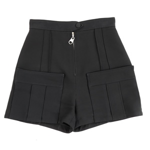 美品 ルイヴィトン フロントジップ ショートパンツ キュロット レディース 黒 34 FLIRTY MINI-SHORTS 1A7TMR LOUIS VUITTON