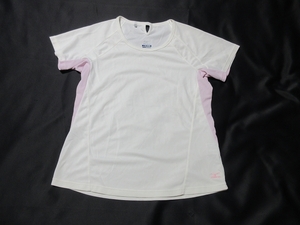 R-169★MIZUNO(ミズノ)♪白xピンク/アイスタッチ/半袖Tシャツ(XL)★