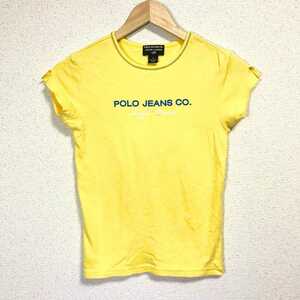 F4971dL ラルフローレン《POLO JEANS CO. ポロジーンズカンパニー》サイズS Tシャツ カットソー イエロー レディース 刺繍 ロゴTシャツ