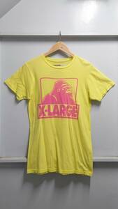 X-LARGE USA製 ロゴ プリント Tシャツ ネオンイエロー S 半袖 蛍光色 エクストララージ