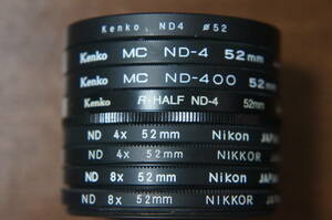 [52mm] Nikon Kenko (MC/R-HALF) ND4 ND8 ND400 減光フィルター 380円/枚