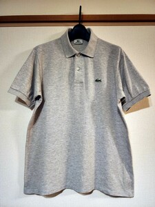 定価16,500円【新品】LACOSTE ラコステ 高級ポロシャツ　L1264Z(1212)鹿の子 サイズ3 Mサイズ　杢グレー 日本製 半袖 シャツ　ゴルフ　LEON