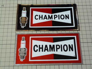 CHAMPION ステッカー 2枚(赤.黒/153×75mm) チャンピオン スパーク プラグ