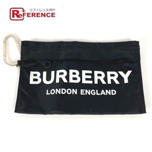 BURBERRY バーバリー ロゴ カラビナ付き クラッチバッグ カバン ポーチ ブラック メンズ【中古】