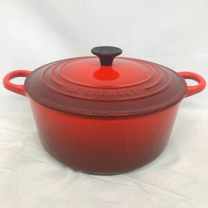 ル・クルーゼ　LE CREUSET ルクルーゼ 調理器具 チェリーレッド　ココットロンド　22cm　 ホーロー鍋 両手鍋 ④