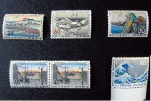 未使用 昔の切手 国際文通週間 1958,60-63 ５種 ６枚組