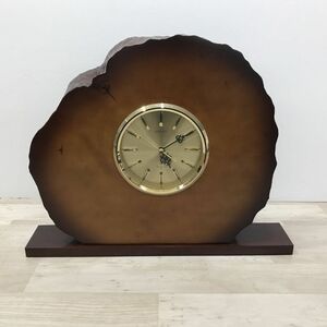 SEIKO セイコー QUARTZ 切株 置き時計 木製 QZ918 [C2662]