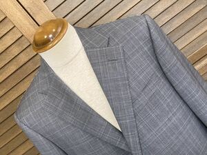 新品　コルネリアーニ（伊）　春夏スーツ５２　グレーグレンチェック　スーパー１３０ｓ　イタリア製　定価３１．９万円