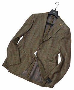 66%OFF◆高級素材の艶感と色柄が美しい！【 SARTORIA LATORRE / サルトリアラトーレ (伊 】ウールシルクのスリムチェックJK 42/44 XS