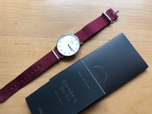 AK117 新品近い 美品 付属品付 Daniel Wellington ダニエル ウェリントン 36mm DW00100032 白文字盤 ワインベルト クオーツ 腕時計