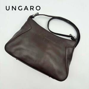 ☆美品☆ ungaro ウンガロ ショルダーバッグ カバン ブラウン レザー 革 オシャレ 