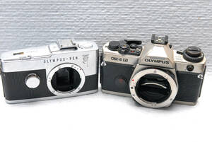 OLYMPUS オリンパス製 昔の高級一眼レフカメラ（OM-4Tiボディ+ PEN-Fボディ）希少品 ジャンク