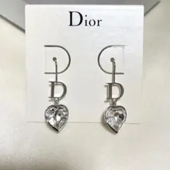 Christian Dior ハート　Dロゴ　クリスタル　ストーン　ピアス