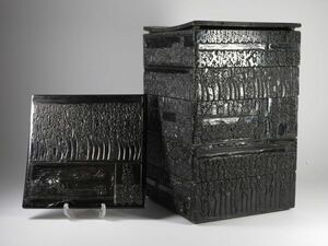 【7575】江戸時代　懐石道具　版木　重箱 （資料）（初品・買取品）