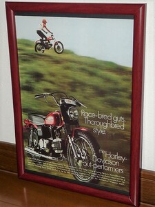 裏表 1970年 USA 洋書雑誌広告 額装品 Harley-Davidson Sprint SS350 ハーレーダビッドソン スプリント ＋ Bates ベイツ ( A4サイズ)