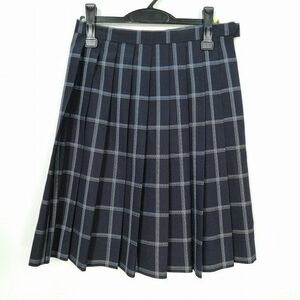 1円 スクールスカート 夏物 w69-丈56 チェック 中学 高校 プリーツ 学生服 制服 女子 中古 IN5382