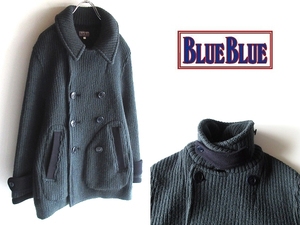 BLUE BLUE ブルーブルー チンスト付 肉厚 圧縮ニット ヘビーウール Pコート リーファージャケット 1/S スレートネイビー 紺 日本製 HRM