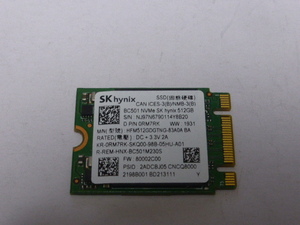 SK hynix SSD M.2 NVMe Type2230 Gen 3x4 512GB 電源投入回数261回 使用時間539時間 正常100% BC501 中古品です④