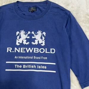 希少品！R.NEWBOLD ポールスミス ネイビー春夏 ロゴ プリント★ 5分袖　カットソー Tシャツ Sz.Mメンズ送料230円