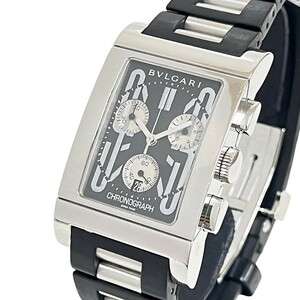 ★★最終特価品BVLGARI/ブルガリ レッタンゴロ RTC49S 腕時計 ステンレススチール/ラバー クオーツ 黒文字盤 メンズ