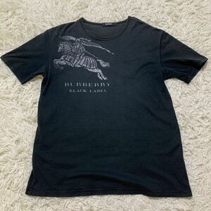 BURBERRYBLACK LABEL バーバリーブラックレーベル　Tシャツ 半袖 希少Lサイズ　ビッグロゴ　ブラック　