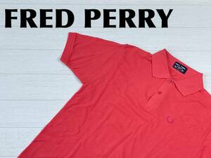 ☆送料無料☆ FRED PERRY フレッドペリー 古着 半袖 イギリス製 鹿の子 ポロシャツ メンズ 40 コーラルレッド トップス 中古 即決